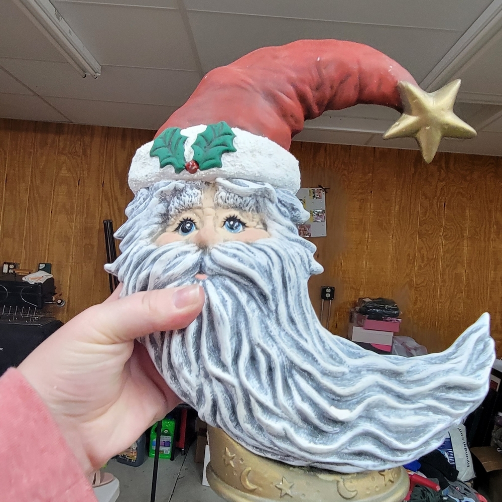 Christmas statute decoration santa moon star beard holly